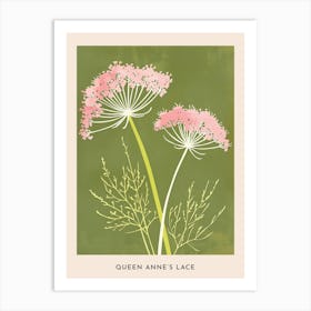 Pink & Green Queen Annes Lace 2 Flower Poster Art Print