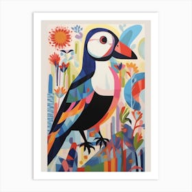 Colourful Scandi Bird Puffin 2 Art Print