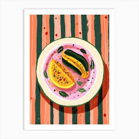 A Plate Of Pumpkins, Autumn Food Illustration Top View 44 Art Print