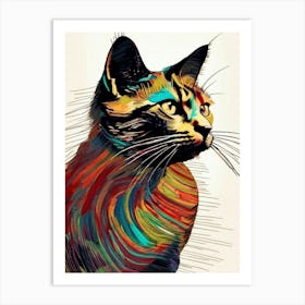 Colorful Cat, Minimilist Art Print