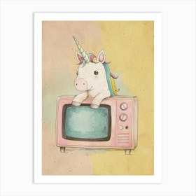 Pastel Unicorn & A Tv 3 Art Print