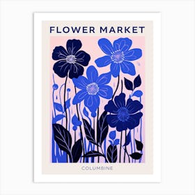 Blue Flower Market Poster Columbine 2 Art Print