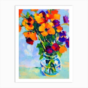 Eustoma Floral Abstract Block Colour 1 Flower Art Print