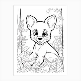 Line Art Jungle Animal Puma 3 Art Print