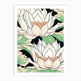Lotus Flower Repeat Pattern Abstract Line Drawing 2 Art Print