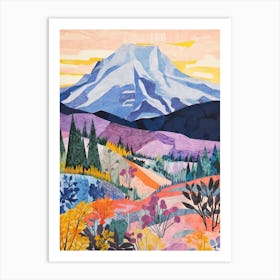 Mount Rainier United States 4 Colourful Mountain Illustration Art Print