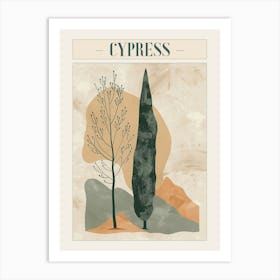 Cypress Tree Minimal Japandi Illustration 2 Poster Art Print