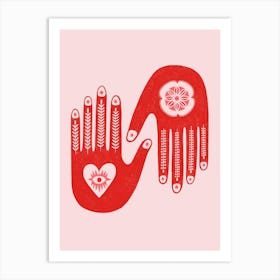 Red And Pink Hands Art Print