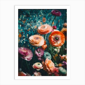 Flowers And Mosaic Art Print