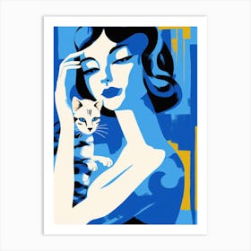 Cat And Woman Art Print