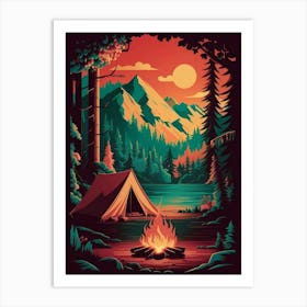 Campfire In The Woods Art Print