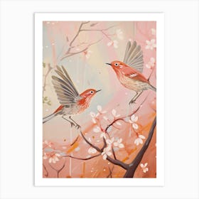 Vintage Japanese Inspired Bird Print Hermit Thrush 3 Art Print