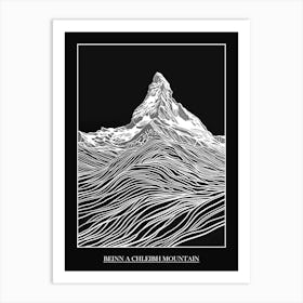 Beinn A Chleibh Mountain Line Drawing 2 Poster Art Print