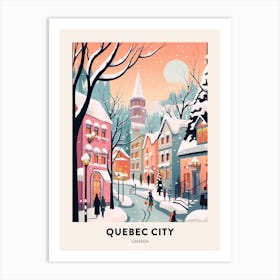 Vintage Winter Travel Poster Quebec City Canada 1 Art Print