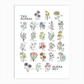 The Floral Alphabet Watercolor  Art Print