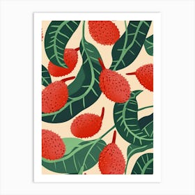 Lychee Fruit Pattern Illustration 1 Art Print