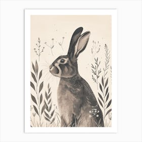 Belgian Hare Blockprint Illustration 7 Art Print
