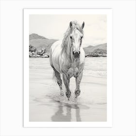 A Horse Oil Painting In Lanikai Beach Hawaii, Usa, Portrait 4 Art Print