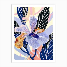 Colourful Flower Illustration Periwinkle 4 Art Print