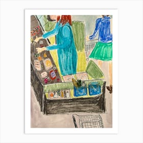 Shopping At The Grocery Store Art Print