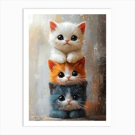 Cute Cats Stacked Together 12 Art Print