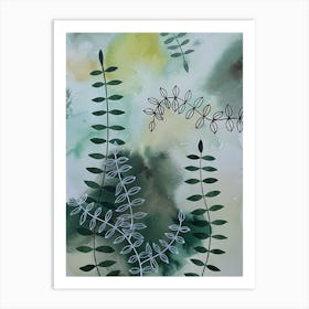 Green Ferns Watercolour Art Print