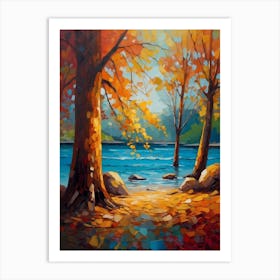 Autumn Trees By The Lake Art Print