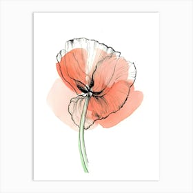 Watercolor Poppy Flower 1 Art Print