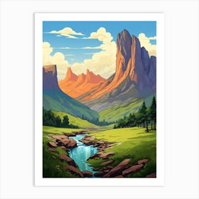 Drakensberg Mountain Range Cartoon 1 Art Print