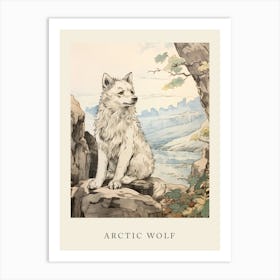 Beatrix Potter Inspired  Animal Watercolour Arctic Wolf 1 Art Print