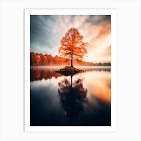 Lonely Tree On A Lake Art Print