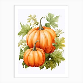 Lumina Pumpkin Watercolour Illustration 1 Art Print