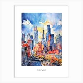 Chicago Watercolour Travel Poster Art Print