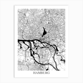 Hamburg White Black Art Print