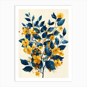 Blue And Yellow Flowers 2 Art Print