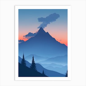 Misty Mountains Vertical Composition In Blue Tone 91 Art Print