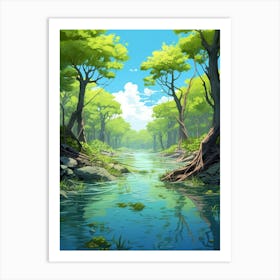 Mangrove Forests Cartoon 4 Art Print