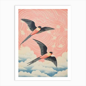 Vintage Japanese Inspired Bird Print Swallow 2 Art Print