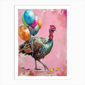 Cute Turkey With Balloon Art Print