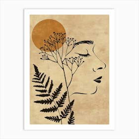 Portrait Of A Woman With Ferns Art Print