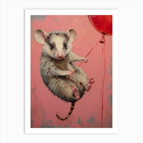 Cute Opossum 1 With Balloon Art Print