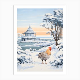 Winter Bird Painting Chicken 4 Art Print