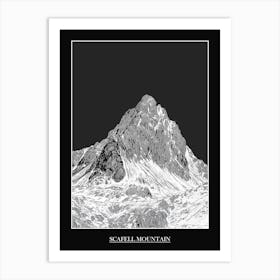 Scafell Mountain Line Drawing 6 Poster Art Print