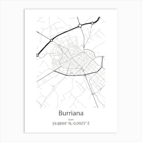 Burriana,Spain Minimalist Map Art Print