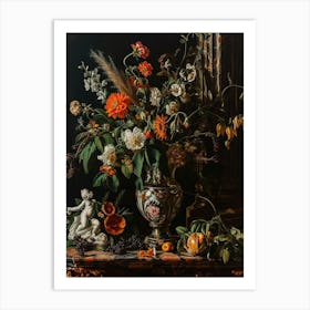 Baroque Floral Still Life Statice 1 Art Print
