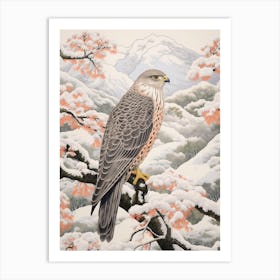 Winter Bird Painting Falcon 3 Art Print