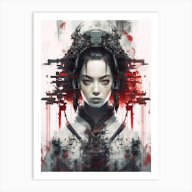 Japanese Cyberpunk Cyborg Girl Art Print