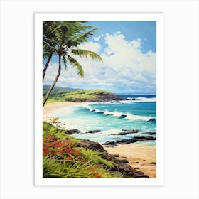 A Painting Of Anakena Beach, Easter Island Chile 1 Art Print