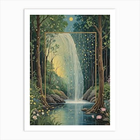 Ephemeral Waterfall In The Forest Art Print