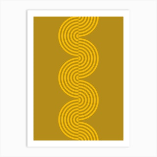 Groovy Waves In Warm Yellow On Mustard Art Print